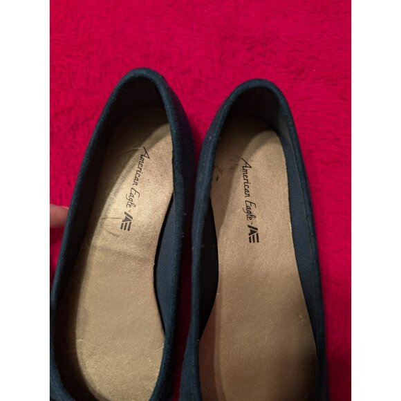 American Eagle Payless Womens 6 Dark Green Ruched Ballet Flats Faux Suede - Picture 3 of 7